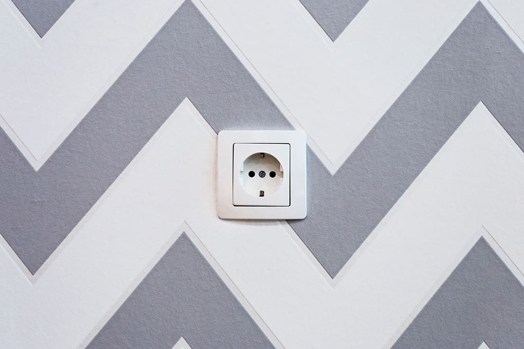 Power plug socket on the wall